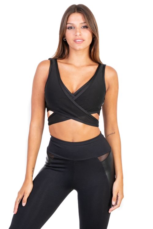 Top Deportivo Lycra+Microtul Lele Negro